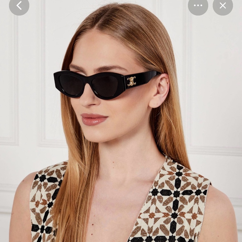 Celine Elegant Black Sunglasses with Gold Detail